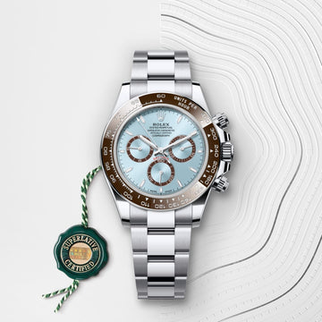 Chronograph Daytona watch in platinum with an ice blue dial
