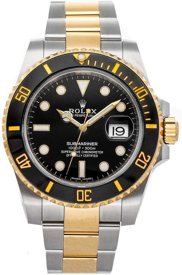 Submariner Date Watch with black and a two-tone Oystersteel yellow gold bracelet