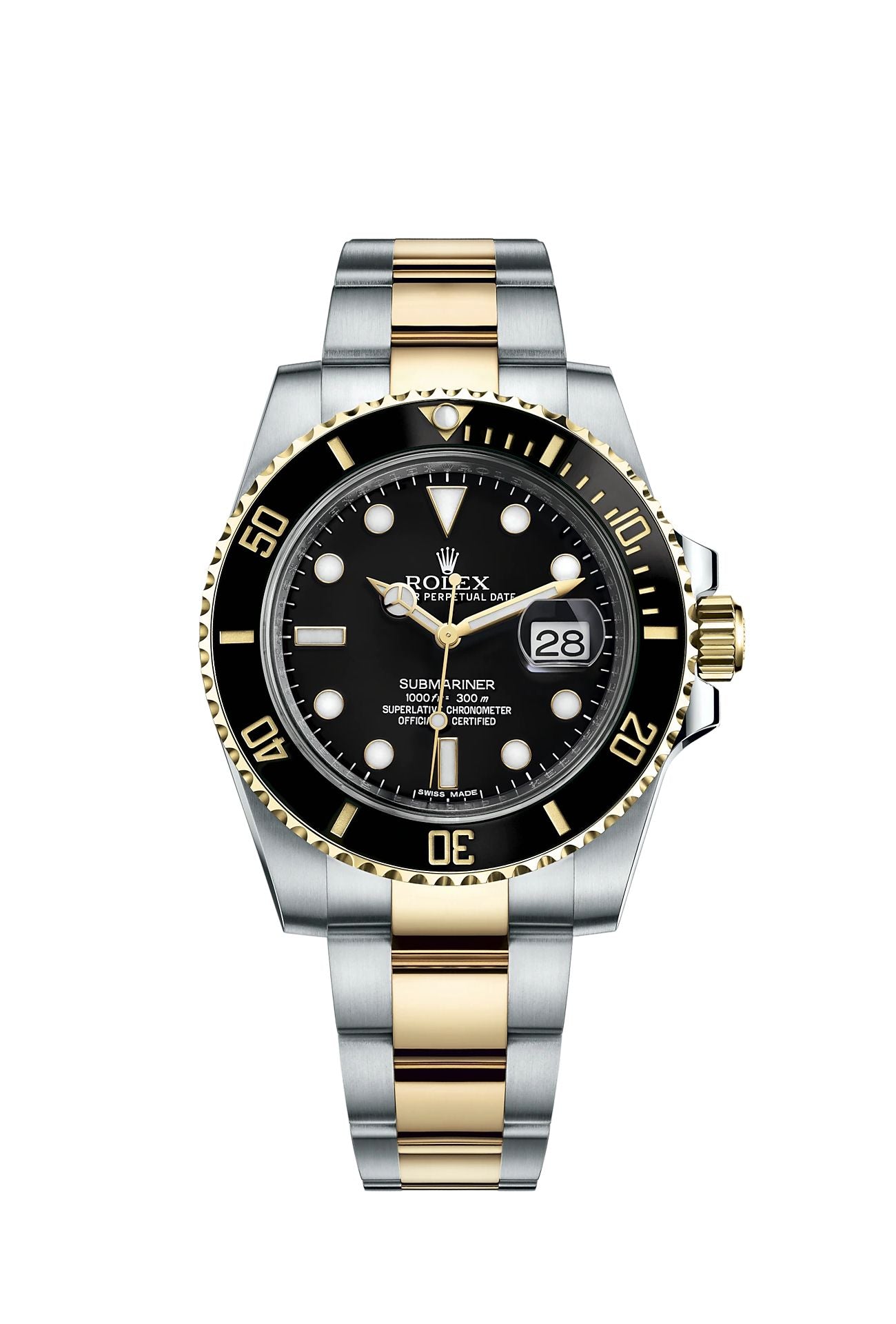 Submariner Date Watch with black and a two-tone Oystersteel yellow gold bracelet