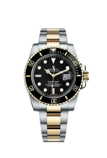 Submariner Date Watch with black and a two-tone Oystersteel yellow gold bracelet