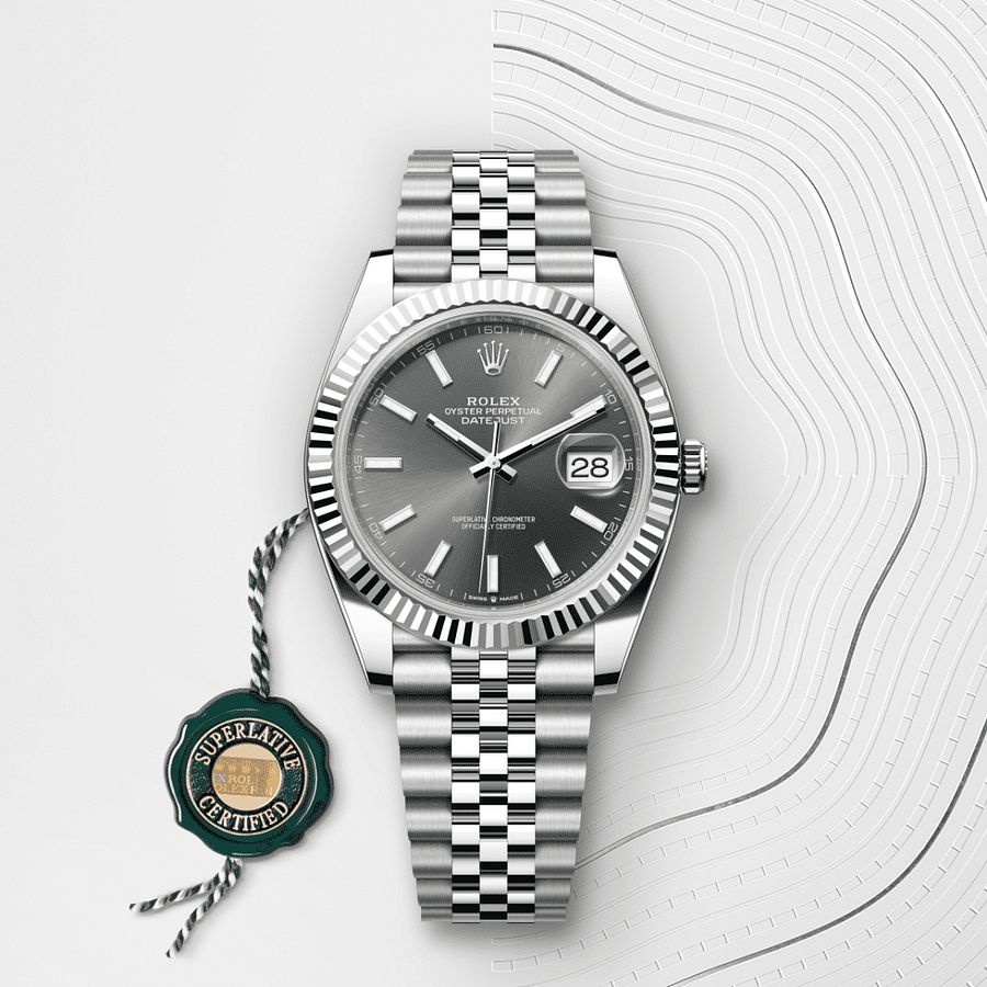 Datejust，Oyster, 41 mm, Oystersteel jubilee bracelet, Silver Dial and white gold
